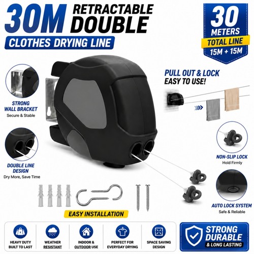 30m retractable washing line - retractable,