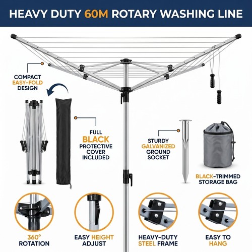 Heavy duty 60m rotary washing - 60m,